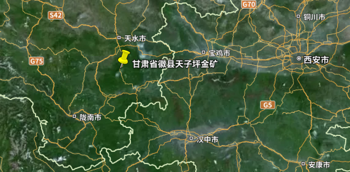 Mine d'or de Tianziping, comté de Hui, province du Gansu, Chine Mine d'or de Tianziping, comté de Hui, province du Gansu, Chine